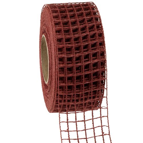Floristik24 Ruban grillagé bordeaux 4,5 cm x 10 m