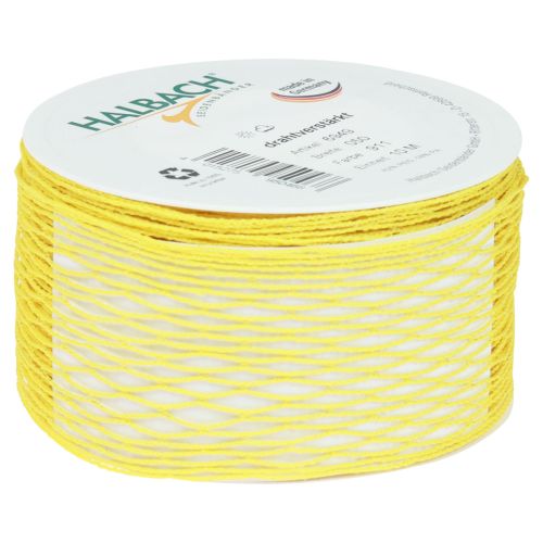Article Ruban filet, ruban quadrillé, ruban décoratif, jaune, renforcé de fils, 50 mm, 10 m