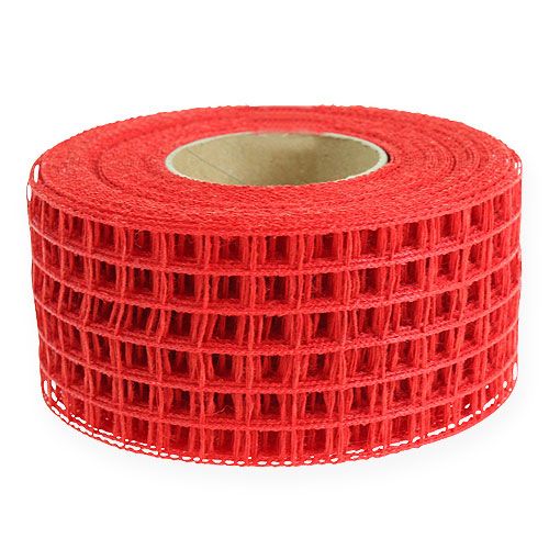 Article Ruban grillagé 4,5 cm x 10 m rouge