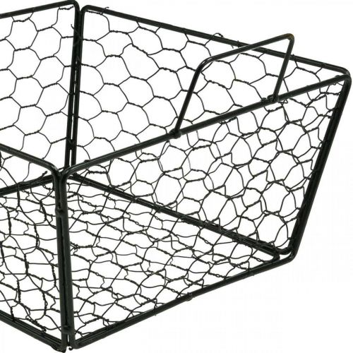 Floristik24 Corbeille en fil avec anse corbeille à fleurs corbeille en maille métallique noir L27cm