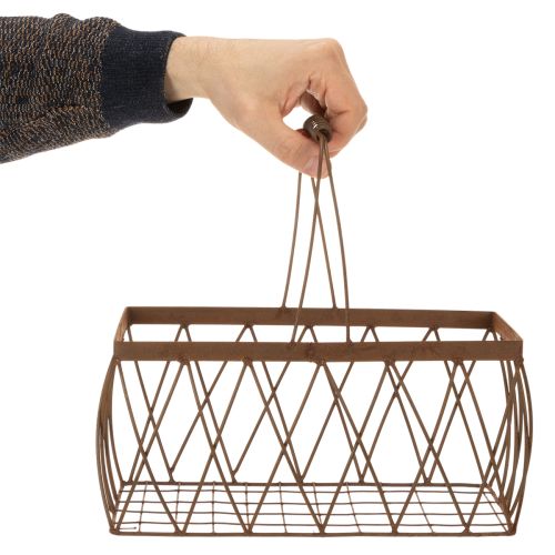 Panier en maille panier en métal aspect rouille 28x13,5x14cm 2pcs | Floristik24.fr