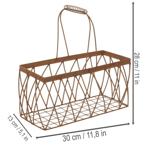 Panier en maille panier en métal aspect rouille 28x13,5x14cm 2pcs | Floristik24.fr