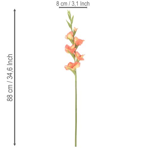Gladiolus artificiel 88 cm en tissu orangé et jaune pour décoration intérieure | Floristik24.fr