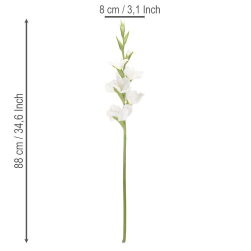 Gladiolus artificielle blanche, tige longue 88 cm, décoration intérieure | Floristik24.fr