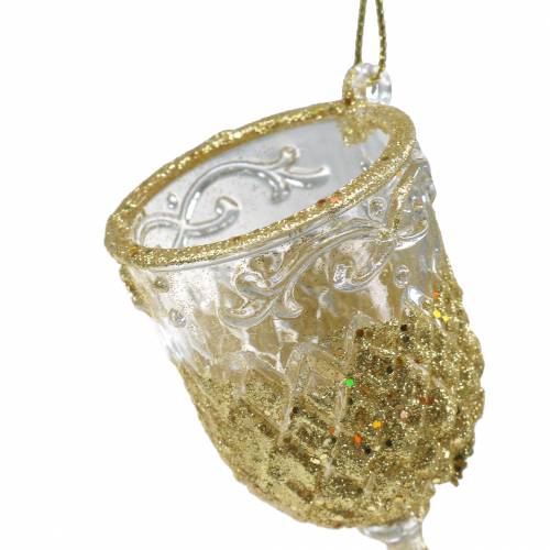 Floristik24 Décoration de Noël à suspendre Flûte de champagne Or scintillant 10cm 4pcs
