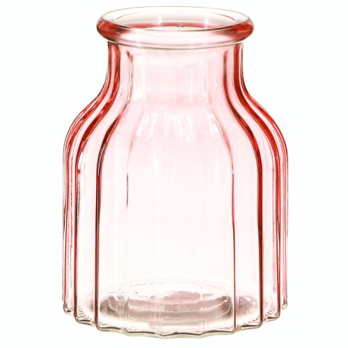 Article Vase à fleurs en verre teinté rose rétro Ø11cm H14.5cm 2pcs