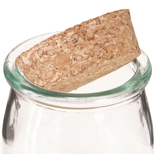Article Décoration en Verre avec Liège Vintage Transparent Naturel Ø7cm H8cm 6 pcs