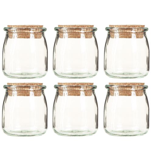 Article Décoration en Verre avec Liège Vintage Transparent Naturel Ø7cm H8cm 6 pcs
