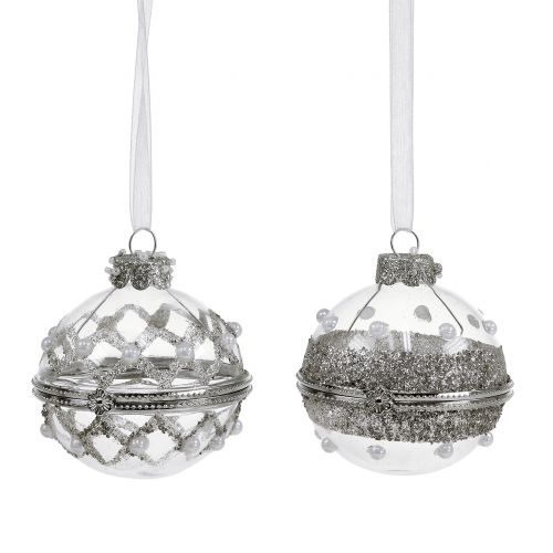 Floristik24 Boule de Noël en verre à ouvrir Ø6cm 2pcs