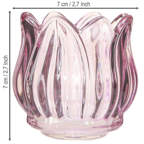 Article Photophore en verre tulipe violet Ø7cm H7cm 2pcs