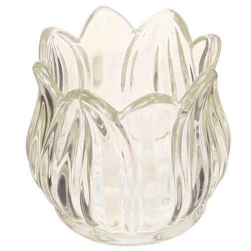 Photophore tulipe en verre transparent Ø7cm H7cm 2pcs