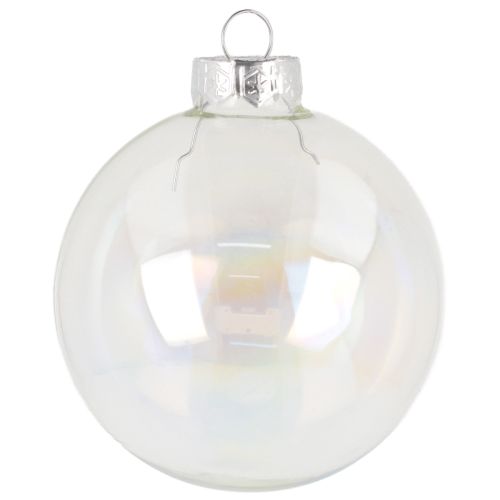 Boules de Noël en verre, irisées transparentes, 7,5 cm, 12 pièces