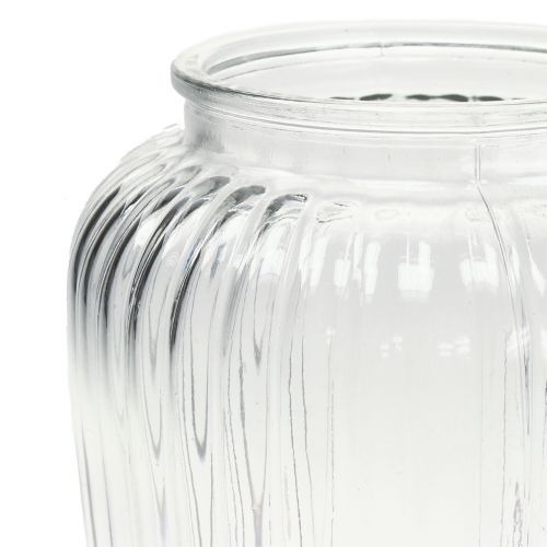 Floristik24 Vase en verre nervuré Ø15cm H19.5cm