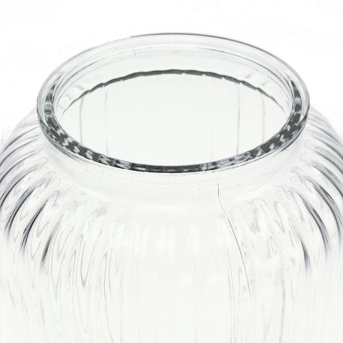Floristik24 Vase en verre nervuré Ø15cm H19.5cm