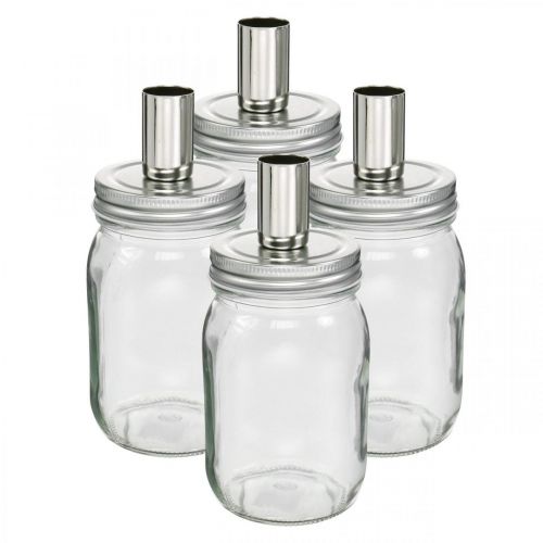 Article Verre décoratif avec bougeoir décoration bougie Ø8cm H17.5cm 4 pièces