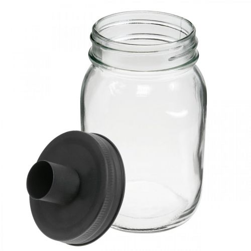 Floristik24 Verre déco avec bougeoir noir décoration de table Ø8.5cm H16cm 2pcs