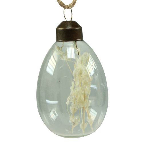 Floristik24 Oeufs de Pâques en verre à suspendre oeufs de fleurs séchées 6cm 6 pcs