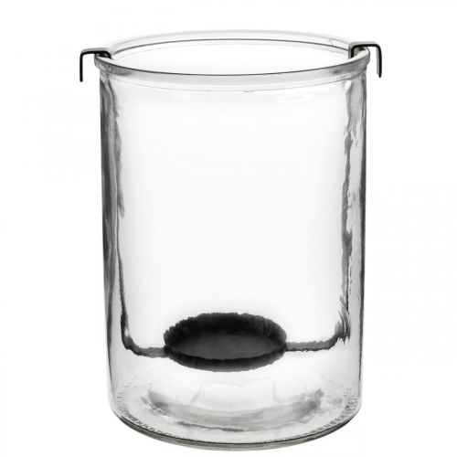 Floristik24 Lanterne verre avec photophore métal noir Ø13.5×H20cm