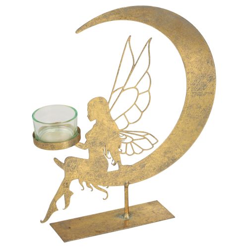 Floristik24 Photophore en verre décoration elfes décoratifs en métal 23×5×28cm