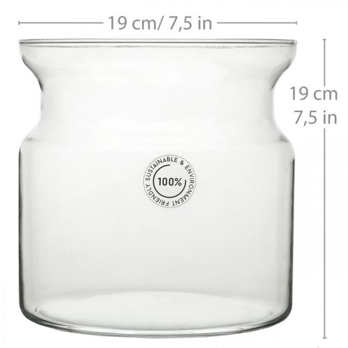 Vase à fleurs en verre transparent vase en verre décoratif Ø19cm H19cm
