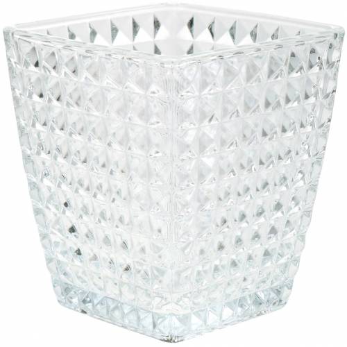 Floristik24 Lanterne en verre cube motif à facettes, décoration de table, vase en verre, décoration en verre 2pcs