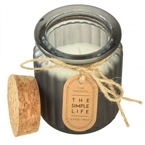 Article Bougies parfumées en verre santal couvercle liège H9cm 3pcs
