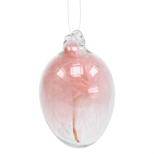 Floristik24 Œuf en verre avec plumes Assorti 6cm 6p
