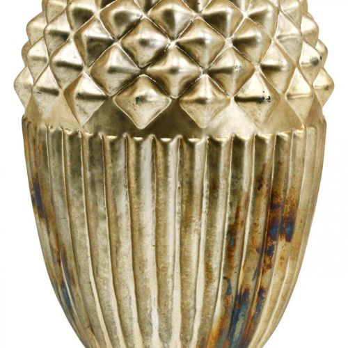 Floristik24 Décoration d'automne, gland décoratif en verre véritable, Avent, aspect antique Ø12cm H21cm