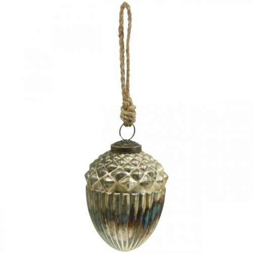 Floristik24 Glands à accrocher, fruits d&#39;automne, décorations d&#39;arbres, verre véritable, aspect antique Ø7.5cm H10.5cm 2pcs