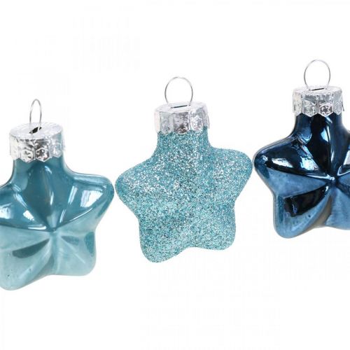 Article Mini décorations de sapin de Noël mix verre bleu, paillettes assorties 4cm 12pcs