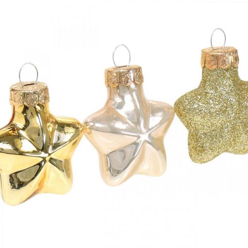 Mini décorations de sapin de Noël mix verre or, couleurs de perles assorties 4cm 12pcs
