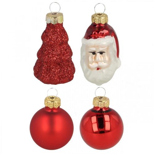 Mini figurines de décoration de Noël et boules assorties verre 3cm 9pcs