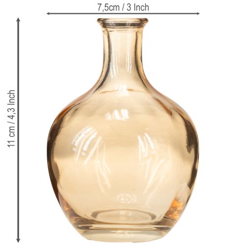 Article Mini vase bouteille en verre ambré et transparent Ø7,5cm H11cm 4pcs