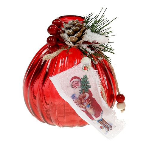 Floristik24 Bouteille en verre avec sapin et cône rouge 2pcs
