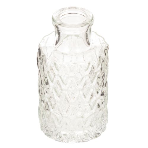 Set de 6 mini vases en verre transparent avec motif losanges 9 cm acheter | Floristik24.fr