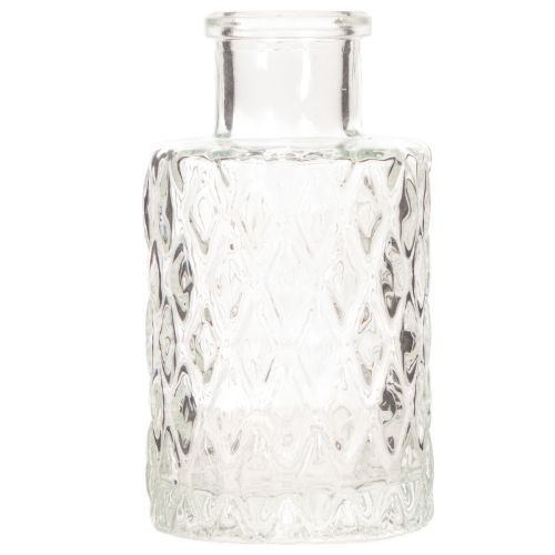 Set de 6 mini vases en verre transparent avec motif losanges 9 cm | Floristik24.fr
