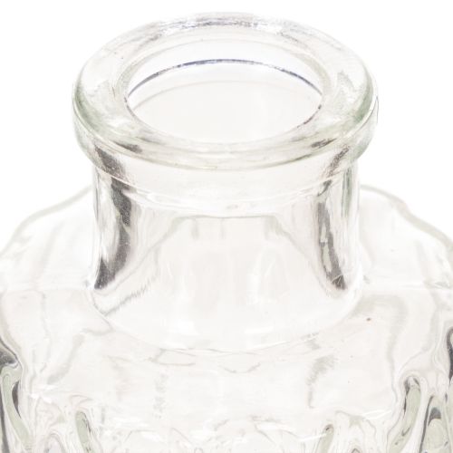 Set de 6 mini vases en verre transparent avec motif losanges 9 cm | Floristik24.fr