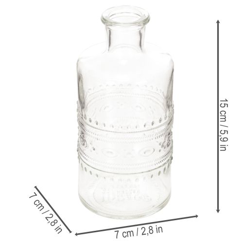 Vase en verre cylindrique avec motif transparent 15 cm - Lot de 6 | Floristik24.fr