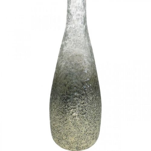 Article Vase en verre bicolore, décoration de table en verre véritable clair, argenté H40cm