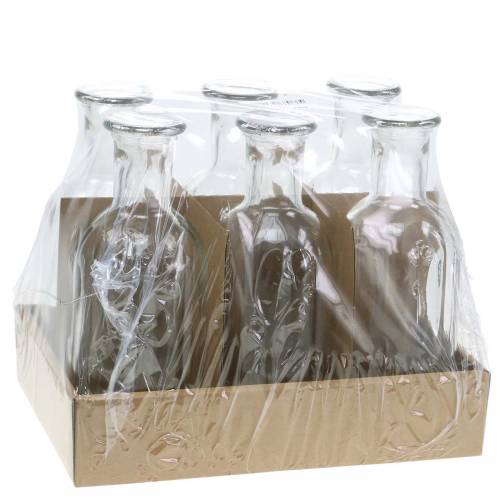 Article Bouteille en verre décorative à décor rainuré clair Ø7,5cm H19cm 6 pcs