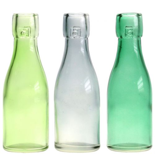 Floristik24 Vase bouteille en verre Ø5cm H16cm vert / gris 6pcs