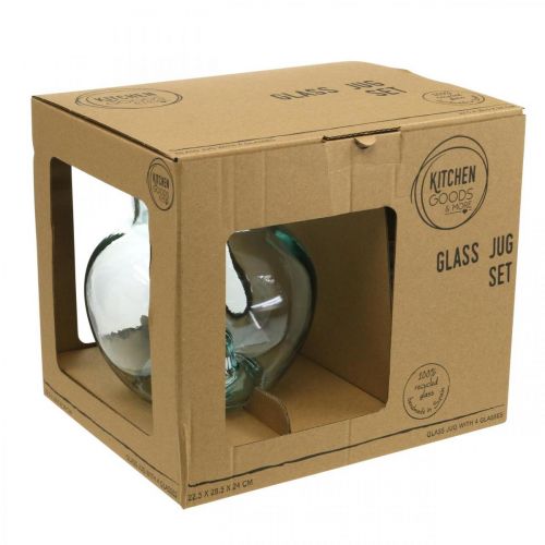 Article Pichet en Verre avec Verres à Boire, Set de Boissons pour Servir Bleu Clair H20cm/11.5cm 5 Pièces