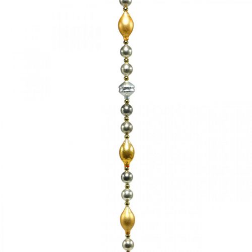 Boule de Noël décoration guirlande dorée, verre argenté 1.8m