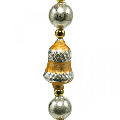 Boule de Noël décoration guirlande dorée, verre argenté 1.8m