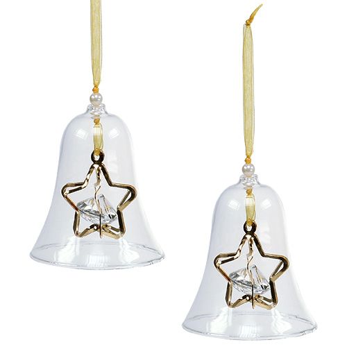 Floristik24 Verre Cloche Ø8cm H16cm Or 2pcs