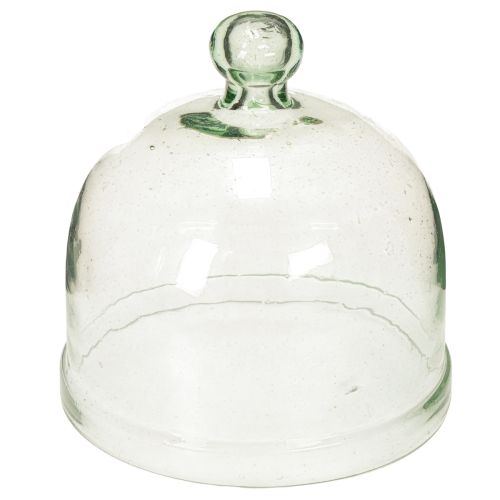 Cloche en verre recyclé avec bouton, transparente, hauteur 20 cm | Floristik24.fr