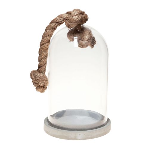 Floristik24 Décoration cloche en verre avec socle aspect béton Ø13,5cm H24cm
