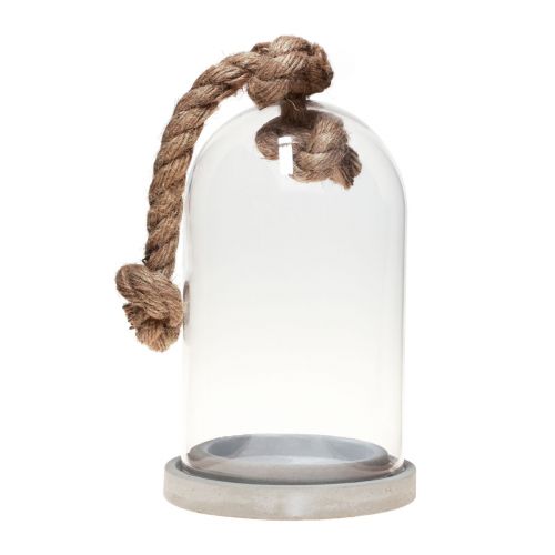 Floristik24 Décoration cloche en verre avec socle aspect béton Ø13,5cm H24cm