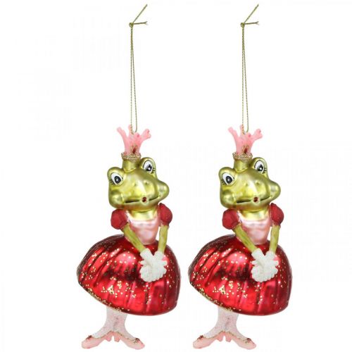 Article Princesse grenouille, décorations d&#39;arbre de Noël, décorations de conte de fées, pendentifs d&#39;arbre, vrai verre H14cm 2pcs