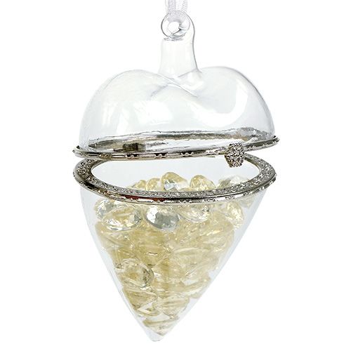 Floristik24 Coeur en verre à remplir 7cm x 10cm transparent 1 pièce